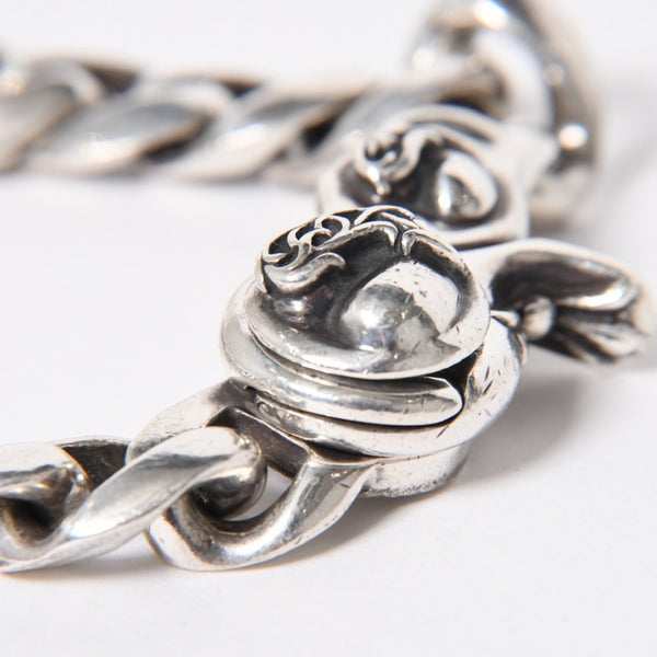 CHROME HEARTS クロムハーツ HEART CHAIN/CLIP ハートチェーン クリップ ブレスレット 重量128.01g シルバー925 13リンク 美品 中古 4a007011