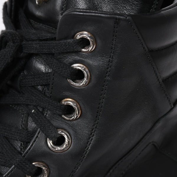 極美品 CHROME HEARTS クロムハーツ RICK OWENS リックオウエンス ジオバスケット スニーカー BSフレア ダガー クロスボール ブラック シルバー サイズ44 中古 4a006908