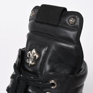 極美品 CHROME HEARTS クロムハーツ RICK OWENS リックオウエンス ジオバスケット スニーカー BSフレア ダガー クロスボール ブラック シルバー サイズ44 中古 4a006908