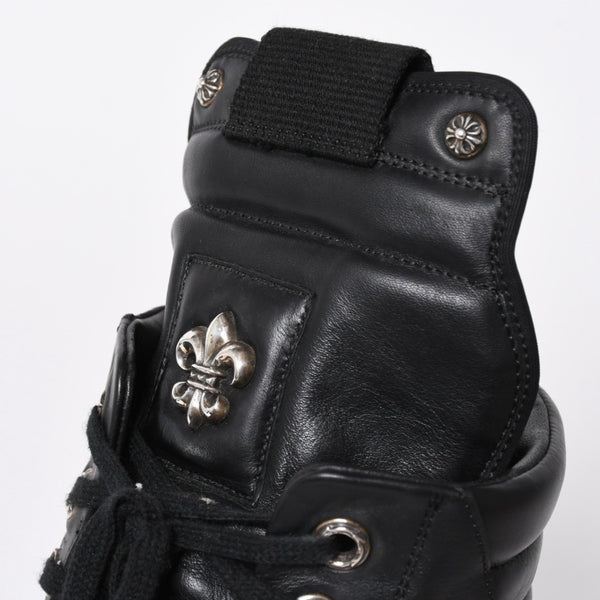 極美品 CHROME HEARTS クロムハーツ RICK OWENS リックオウエンス ジオバスケット スニーカー BSフレア ダガー クロスボール ブラック シルバー サイズ44 中古 4a006908