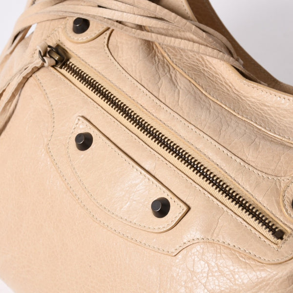 極美品 BALENCIAGA バレンシアガ 2WAY ハンドバッグ ショルダーバッグ シティ ザ・タウン 240579 ベージュ 中古 4a006914