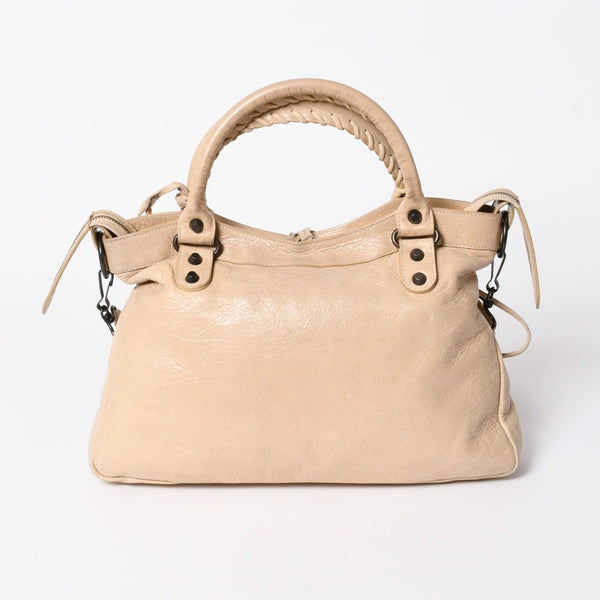 極美品 BALENCIAGA バレンシアガ 2WAY ハンドバッグ ショルダーバッグ シティ ザ・タウン 240579 ベージュ 中古 4a006914