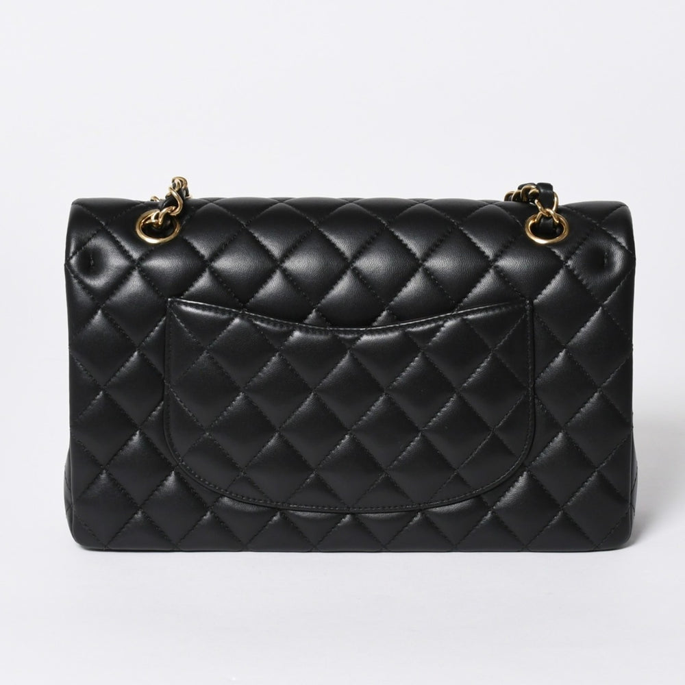 極美品 CHANEL シャネル マトラッセ25 Wフラップ Wチェーンショルダーバッグ ランダム番台 ココマーク ラムスキン ブラック 中古 4a006814