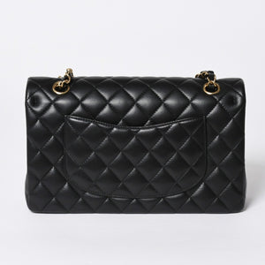 極美品 CHANEL シャネル マトラッセ25 Wフラップ Wチェーンショルダーバッグ ランダム番台 ココマーク ラムスキン ブラック 中古 4a006814