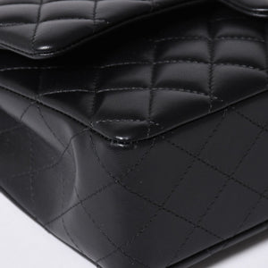 極美品 CHANEL シャネル マトラッセ25 Wフラップ Wチェーンショルダーバッグ ランダム番台 ココマーク ラムスキン ブラック 中古 4a006814