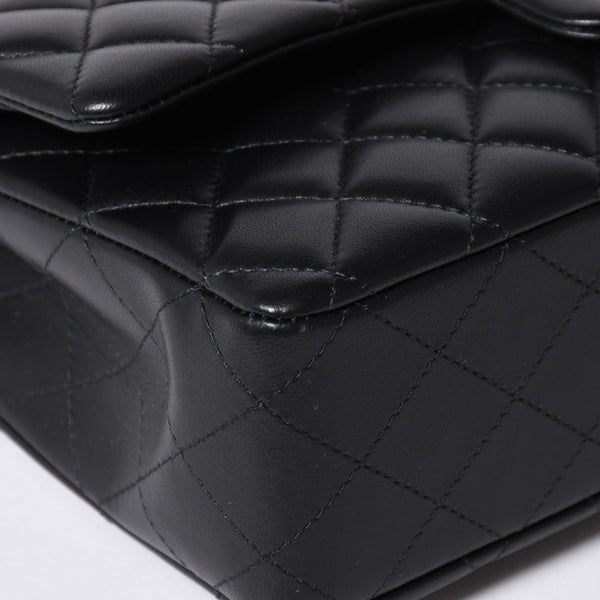 極美品 CHANEL シャネル マトラッセ25 Wフラップ Wチェーンショルダーバッグ ランダム番台 ココマーク ラムスキン ブラック 中古 4a006814