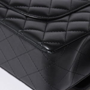 極美品 CHANEL シャネル マトラッセ25 Wフラップ Wチェーンショルダーバッグ ランダム番台 ココマーク ラムスキン ブラック 中古 4a006814