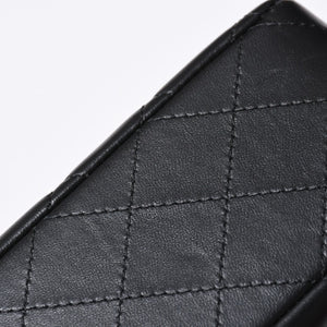 極美品 CHANEL シャネル マトラッセ25 Wフラップ Wチェーンショルダーバッグ ランダム番台 ココマーク ラムスキン ブラック 中古 4a006814