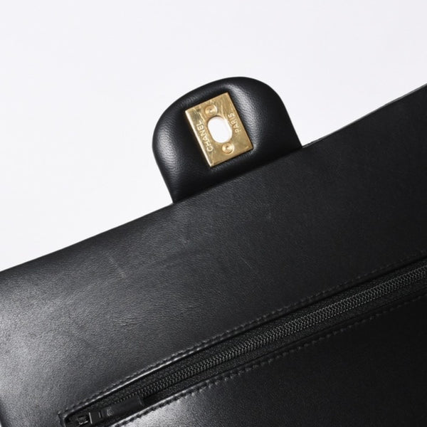 極美品 CHANEL シャネル マトラッセ25 Wフラップ Wチェーンショルダーバッグ ランダム番台 ココマーク ラムスキン ブラック 中古 4a006814