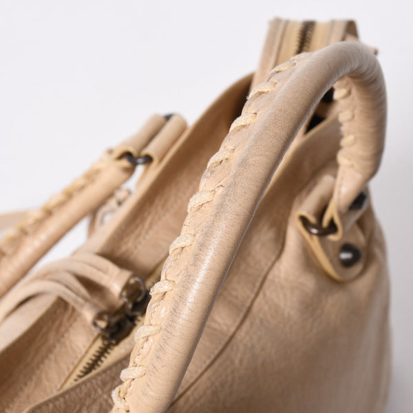 極美品 BALENCIAGA バレンシアガ 2WAY ハンドバッグ ショルダーバッグ シティ ザ・タウン 240579 ベージュ 中古 4a006914