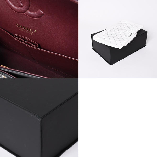 極美品 CHANEL シャネル マトラッセ25 Wフラップ Wチェーンショルダーバッグ ランダム番台 ココマーク ラムスキン ブラック 中古 4a006814