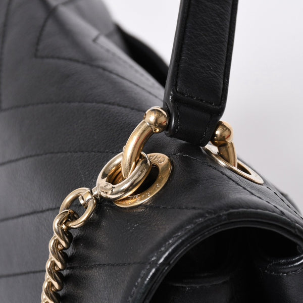 極美品 CHANEL シャネル シェブロン 2WAYチェーンショルダーバッグ 25番台 ココマーク カーフレザー Vステッチ ゴールド金具 中古 4a006757