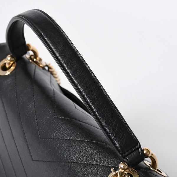 極美品 CHANEL シャネル シェブロン 2WAYチェーンショルダーバッグ 25番台 ココマーク カーフレザー Vステッチ ゴールド金具 中古 4a006757