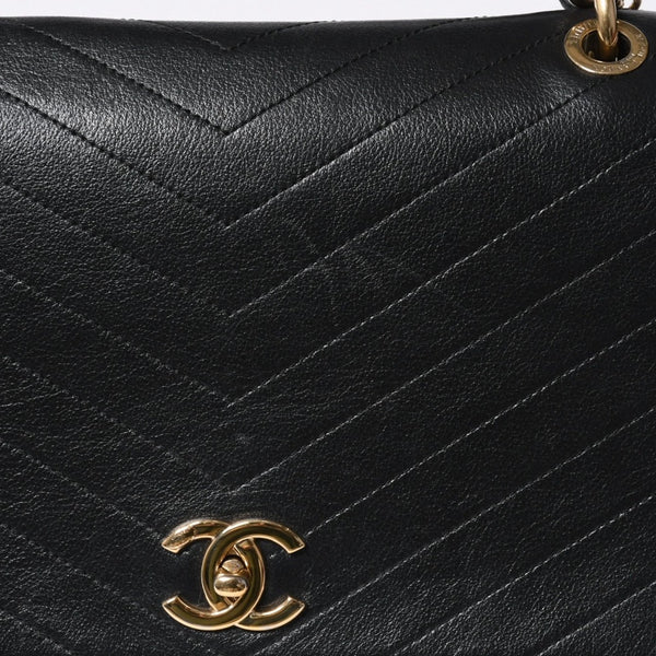 極美品 CHANEL シャネル シェブロン 2WAYチェーンショルダーバッグ 25番台 ココマーク カーフレザー Vステッチ ゴールド金具 中古 4a006757