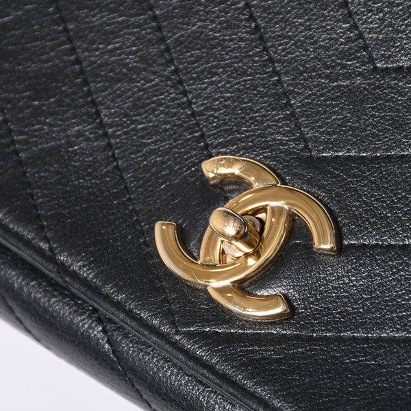 極美品 CHANEL シャネル シェブロン 2WAYチェーンショルダーバッグ 25番台 ココマーク カーフレザー Vステッチ ゴールド金具 中古 4a006757