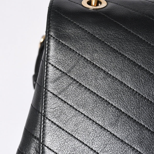 極美品 CHANEL シャネル シェブロン 2WAYチェーンショルダーバッグ 25番台 ココマーク カーフレザー Vステッチ ゴールド金具 中古 4a006757
