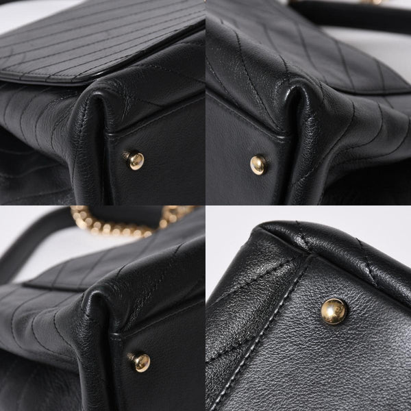 極美品 CHANEL シャネル シェブロン 2WAYチェーンショルダーバッグ 25番台 ココマーク カーフレザー Vステッチ ゴールド金具 中古 4a006757