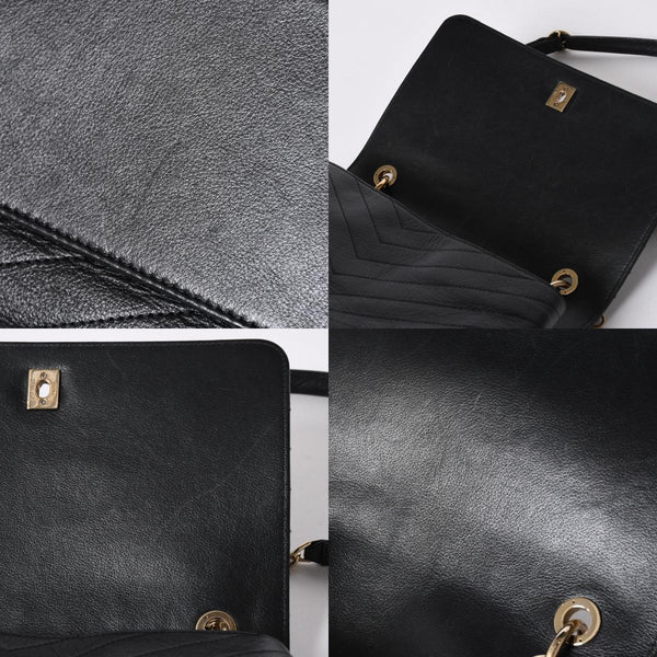 極美品 CHANEL シャネル シェブロン 2WAYチェーンショルダーバッグ 25番台 ココマーク カーフレザー Vステッチ ゴールド金具 中古 4a006757