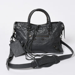 極美品 BALENCIAGA バレンシアガ 新型 クラシック シティ S ハンドバッグ 431621 ショルダーバッグ グレー 中古 4a006916