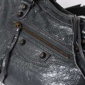極美品 BALENCIAGA バレンシアガ 新型 クラシック シティ S ハンドバッグ 431621 ショルダーバッグ グレー 中古 4a006916