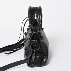 極美品 BALENCIAGA バレンシアガ Le City ル シティ ミニハンドバッグ 806395 ショルダーバッグ 2WAY ラムスキン ブラック 中古 4a006598