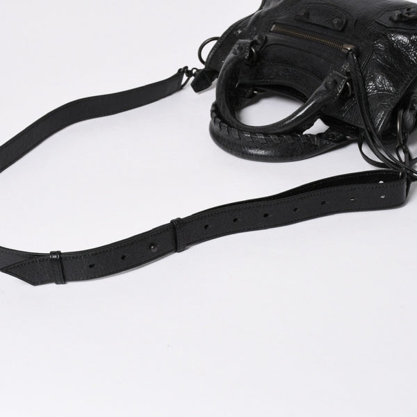 極美品 BALENCIAGA バレンシアガ Le City ル シティ ミニハンドバッグ 806395 ショルダーバッグ 2WAY ラムスキン ブラック 中古 4a006598