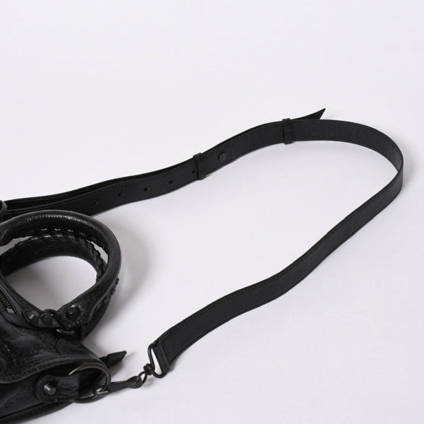 極美品 BALENCIAGA バレンシアガ Le City ル シティ ミニハンドバッグ 806395 ショルダーバッグ 2WAY ラムスキン ブラック 中古 4a006598
