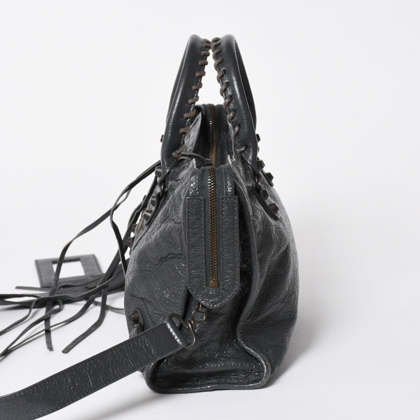 極美品 BALENCIAGA バレンシアガ 新型 クラシック シティ S ハンドバッグ 431621 ショルダーバッグ グレー 中古 4a006916