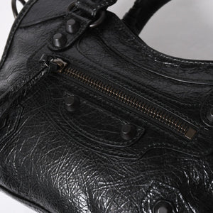 極美品 BALENCIAGA バレンシアガ Le City ル シティ ミニハンドバッグ 806395 ショルダーバッグ 2WAY ラムスキン ブラック 中古 4a006598