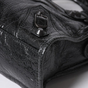 極美品 BALENCIAGA バレンシアガ Le City ル シティ ミニハンドバッグ 806395 ショルダーバッグ 2WAY ラムスキン ブラック 中古 4a006598