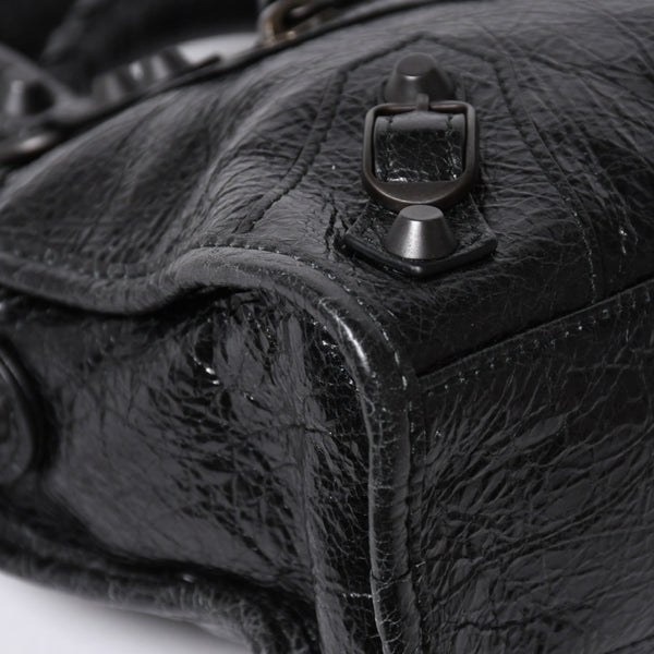 極美品 BALENCIAGA バレンシアガ Le City ル シティ ミニハンドバッグ 806395 ショルダーバッグ 2WAY ラムスキン ブラック 中古 4a006598