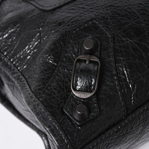 極美品 BALENCIAGA バレンシアガ Le City ル シティ ミニハンドバッグ 806395 ショルダーバッグ 2WAY ラムスキン ブラック 中古 4a006598