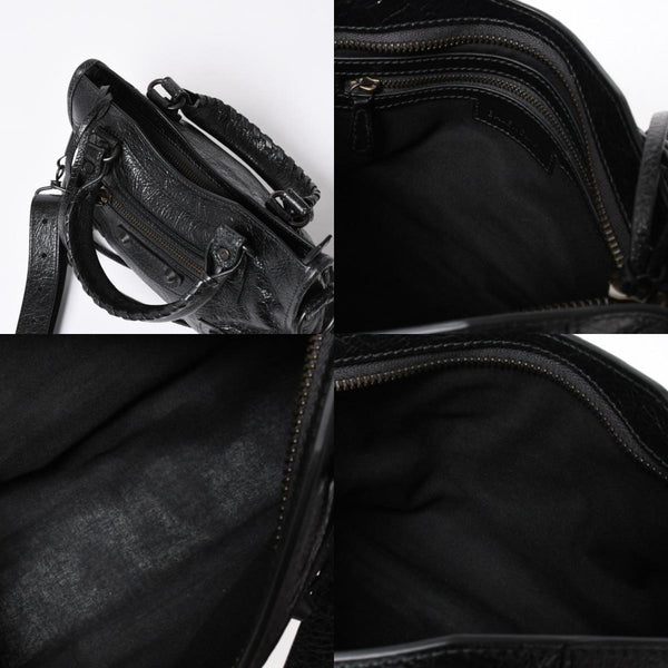 極美品 BALENCIAGA バレンシアガ Le City ル シティ ミニハンドバッグ 806395 ショルダーバッグ 2WAY ラムスキン ブラック 中古 4a006598