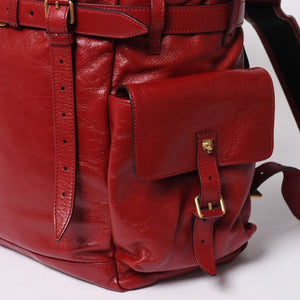 新品同様 GUCCI グッチ バックパック リベル タイガー キャットヘッド GGマーモント 526908 レッド レザー 中古 4a006597