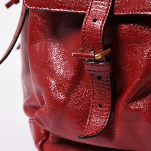 新品同様 GUCCI グッチ バックパック リベル タイガー キャットヘッド GGマーモント 526908 レッド レザー 中古 4a006597