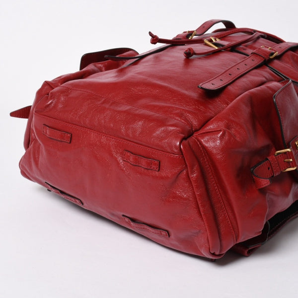 新品同様 GUCCI グッチ バックパック リベル タイガー キャットヘッド GGマーモント 526908 レッド レザー 中古 4a006597