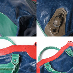 BALENCIAGA バレンシアガ 2WAY ハンドバッグ ショルダーバッグ ファースト 115748 ラムスキン ブルー グリーン レッド シルバー金具 美品 中古 4a006919