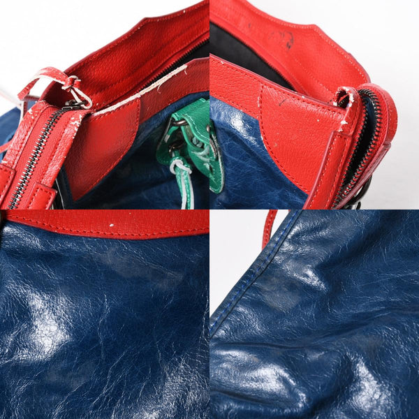 BALENCIAGA バレンシアガ 2WAY ハンドバッグ ショルダーバッグ ファースト 115748 ラムスキン ブルー グリーン レッド シルバー金具 美品 中古 4a006919