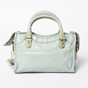 BALENCIAGA バレンシアガ 2WAY ハンドバッグ ショルダーバッグ ジャイアント ミニ シティ ライムグリーン ゴールド金具 309544 美品 中古 4a006917