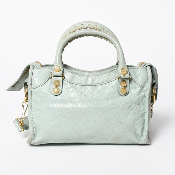 BALENCIAGA バレンシアガ 2WAY ハンドバッグ ショルダーバッグ ジャイアント ミニ シティ ライムグリーン ゴールド金具 309544 美品 中古 4a006917