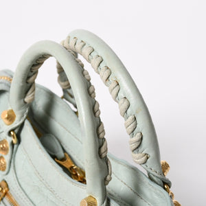 BALENCIAGA バレンシアガ 2WAY ハンドバッグ ショルダーバッグ ジャイアント ミニ シティ ライムグリーン ゴールド金具 309544 美品 中古 4a006917