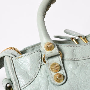 BALENCIAGA バレンシアガ 2WAY ハンドバッグ ショルダーバッグ ジャイアント ミニ シティ ライムグリーン ゴールド金具 309544 美品 中古 4a006917
