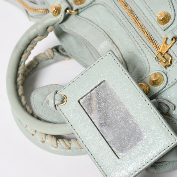BALENCIAGA バレンシアガ 2WAY ハンドバッグ ショルダーバッグ ジャイアント ミニ シティ ライムグリーン ゴールド金具 309544 美品 中古 4a006917