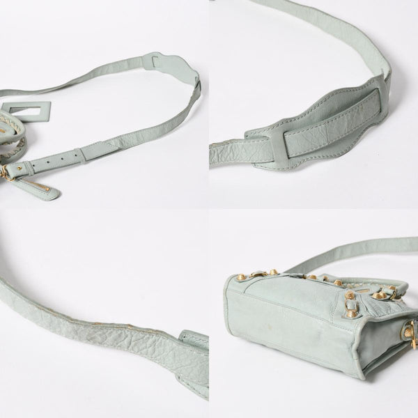 BALENCIAGA バレンシアガ 2WAY ハンドバッグ ショルダーバッグ ジャイアント ミニ シティ ライムグリーン ゴールド金具 309544 美品 中古 4a006917