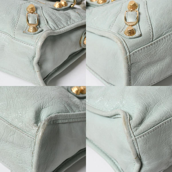 BALENCIAGA バレンシアガ 2WAY ハンドバッグ ショルダーバッグ ジャイアント ミニ シティ ライムグリーン ゴールド金具 309544 美品 中古 4a006917