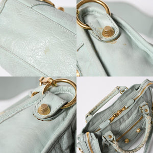 BALENCIAGA バレンシアガ 2WAY ハンドバッグ ショルダーバッグ ジャイアント ミニ シティ ライムグリーン ゴールド金具 309544 美品 中古 4a006917