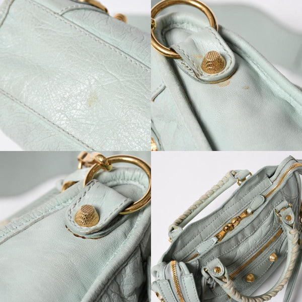 BALENCIAGA バレンシアガ 2WAY ハンドバッグ ショルダーバッグ ジャイアント ミニ シティ ライムグリーン ゴールド金具 309544 美品 中古 4a006917
