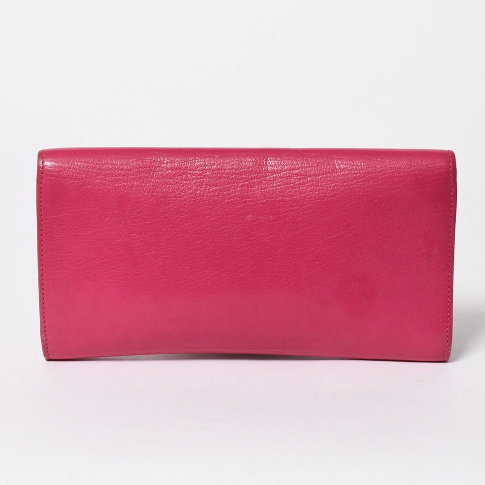 極美品 YVES SAINT LAURENT イヴサンローラン ベル ド ジュール クラッチバッグ フューシャピンク シルバー金具 中古 4a006923