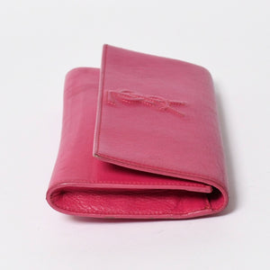 極美品 YVES SAINT LAURENT イヴサンローラン ベル ド ジュール クラッチバッグ フューシャピンク シルバー金具 中古 4a006923