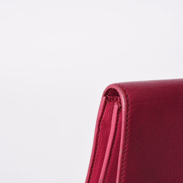 極美品 YVES SAINT LAURENT イヴサンローラン ベル ド ジュール クラッチバッグ フューシャピンク シルバー金具 中古 4a006923